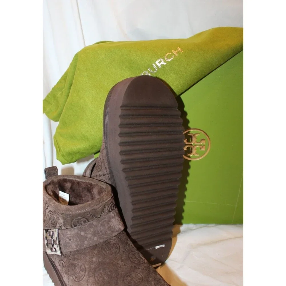 Tory Burch Women's Mellow Shearling Platform Boots NEW w/dustbag BROWN 8 $425